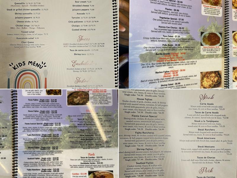 Fiesta Cancun Menu
