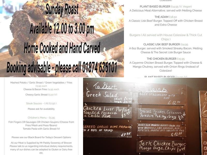 Usk & Railway Inn Menu