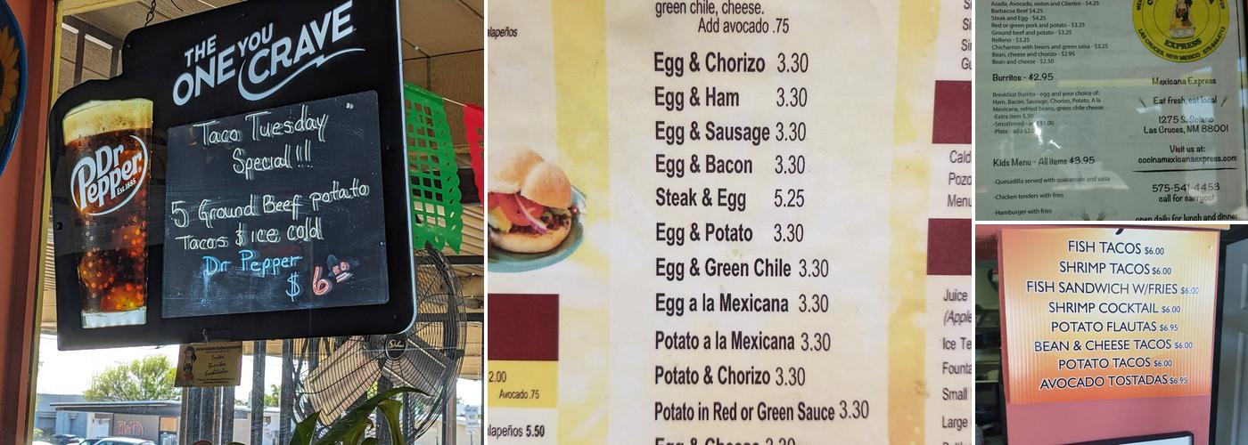Cocina Mexicana Express Menu