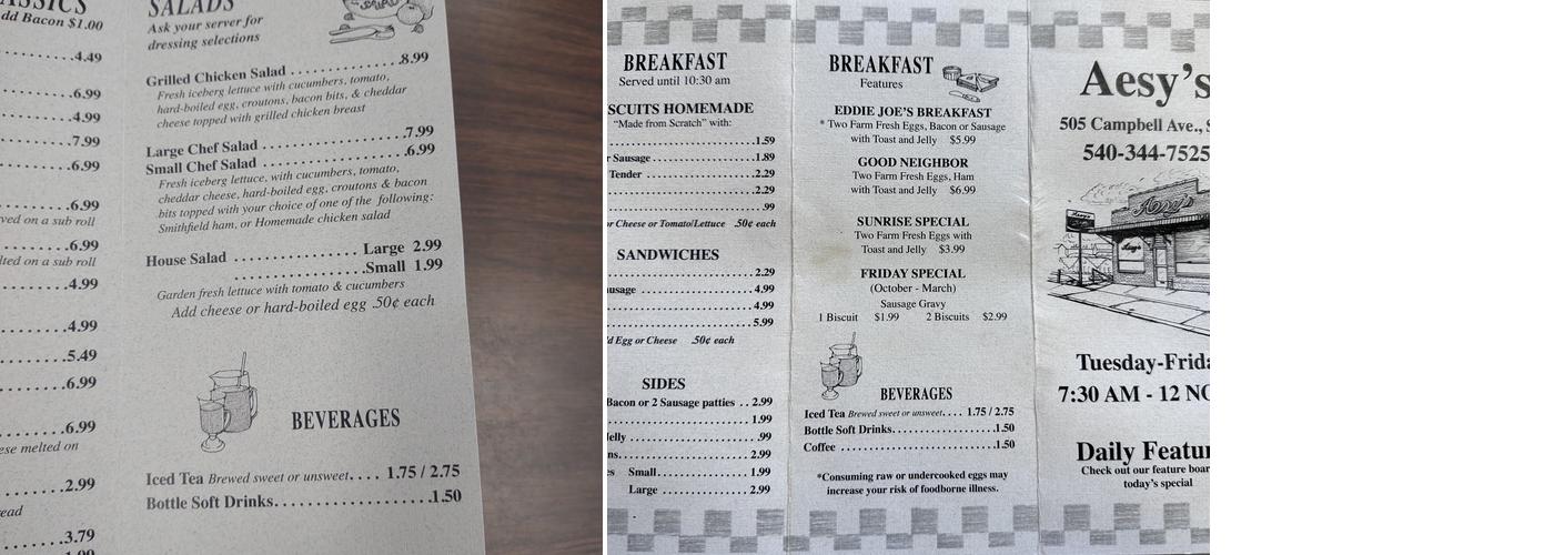 Aesy's Menu