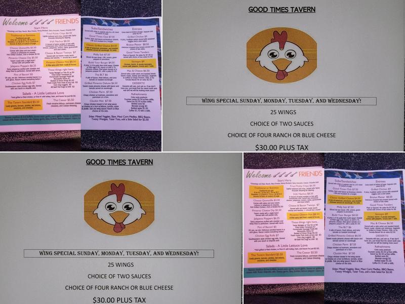 Good Times Tavern Menu