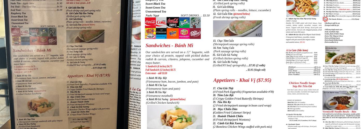 Pho Bar Menu