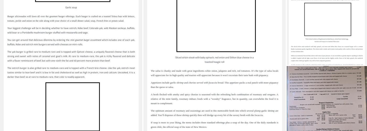 Perea's Restaurant Menu