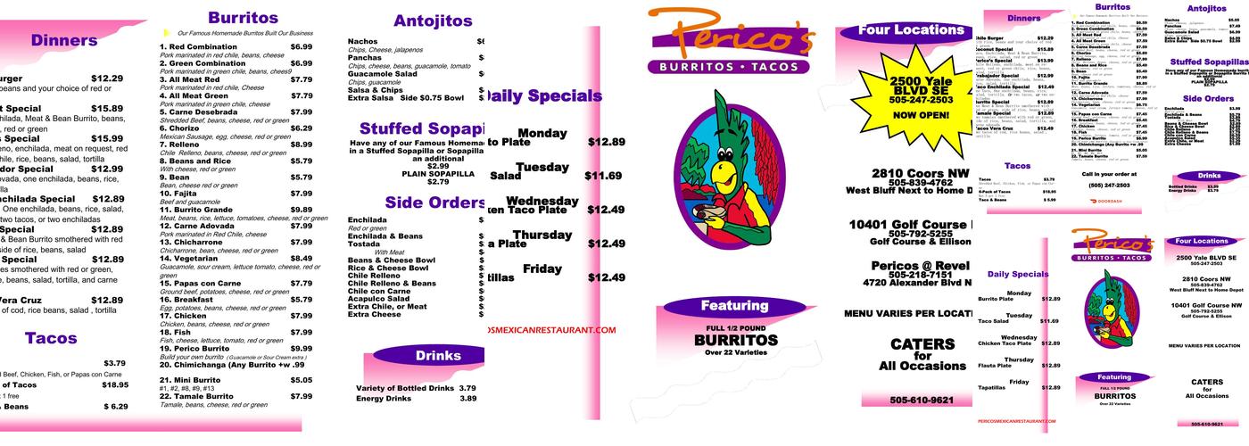 Perico's Tacos & Burritos Menu