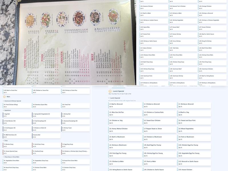 Heaven Dragon Chinese Restaurant Menu