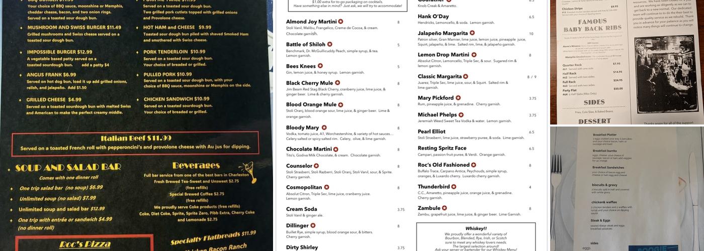 Roc's Blackfront Tavern & Grill Menu