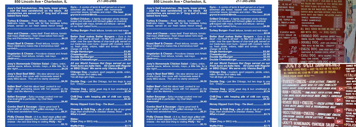 Original Joey's Place Menu