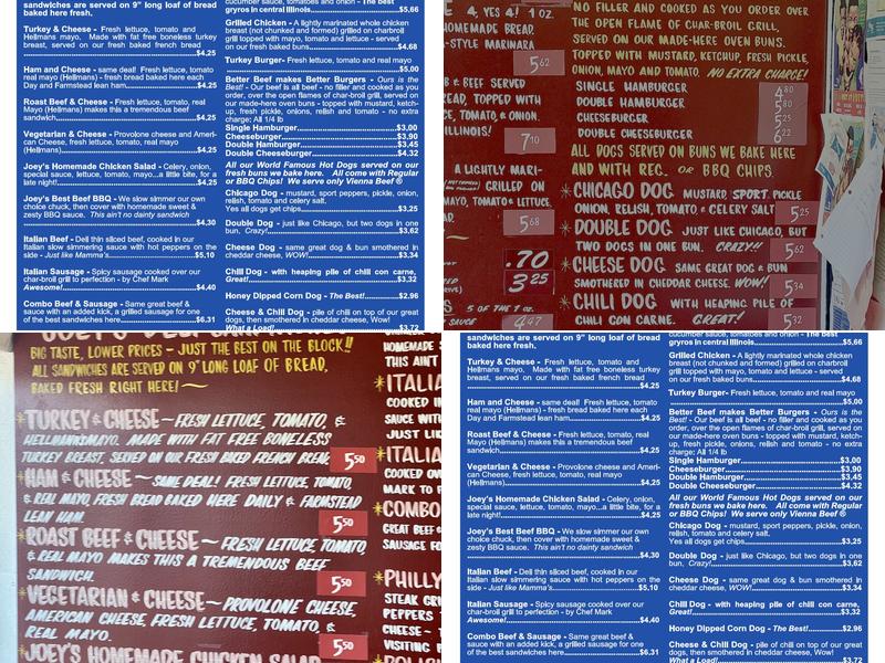 Original Joey's Place Menu