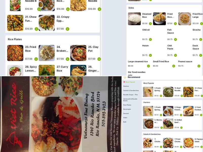 Viet Rice Menu