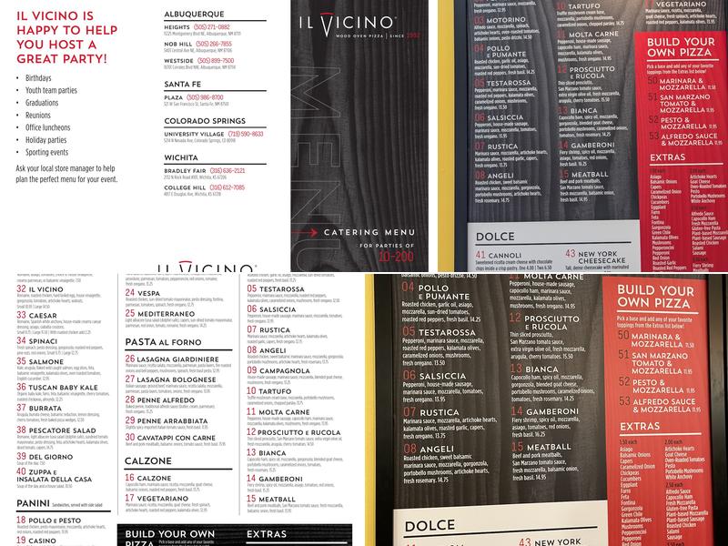 Il Vicino Wood Oven Pizza - Santa Fe Menu