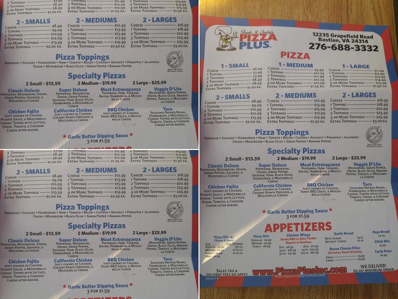 Pizza Plus Menu