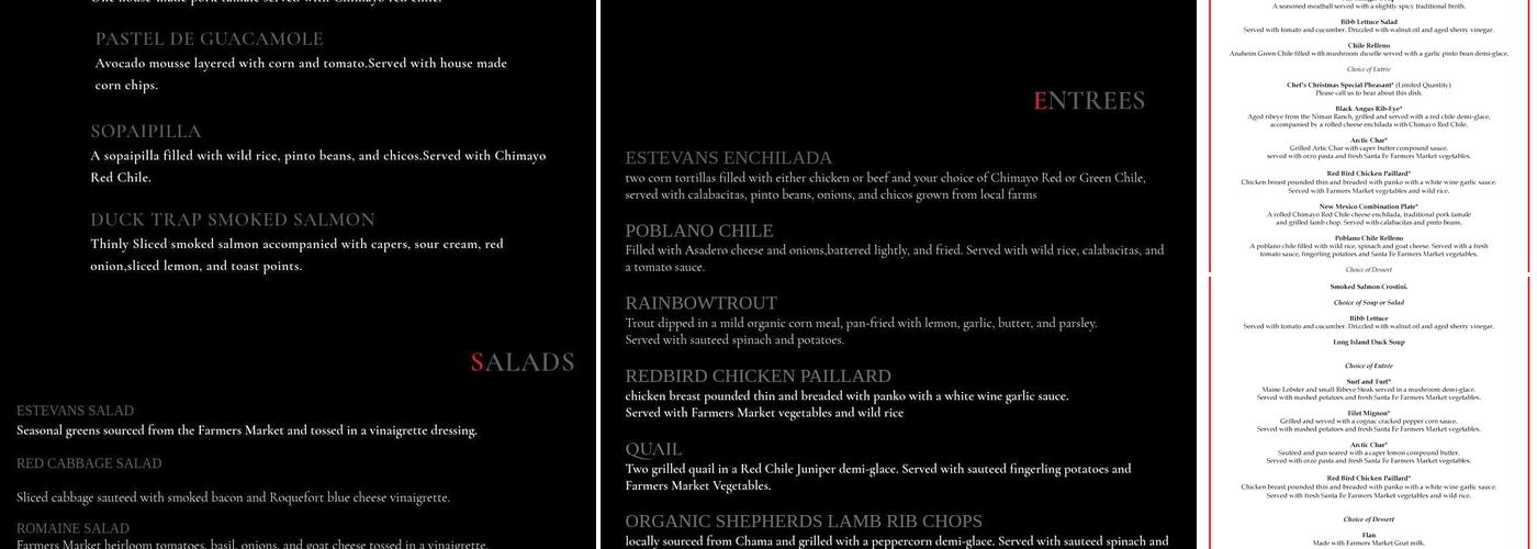 Estevan Menu