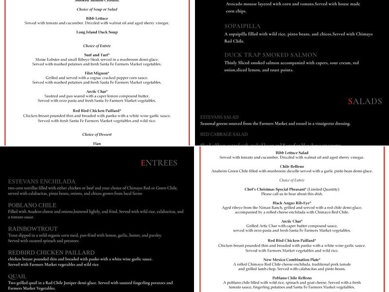 Estevan Menu