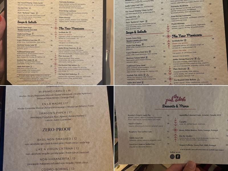 The Pink Adobe Menu