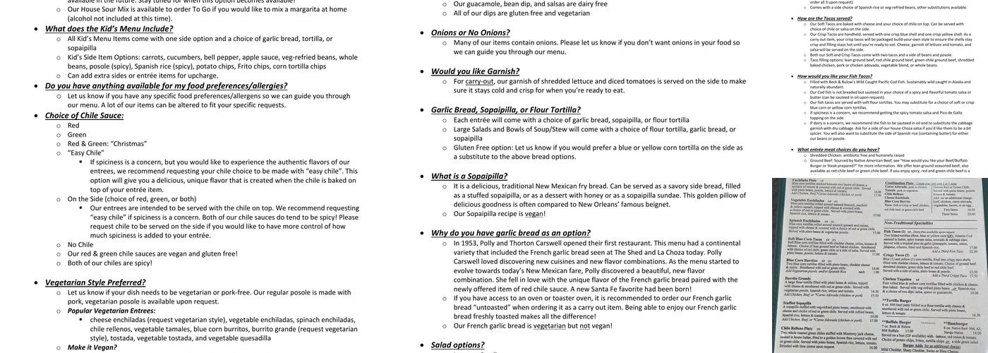 La Choza Restaurant Menu