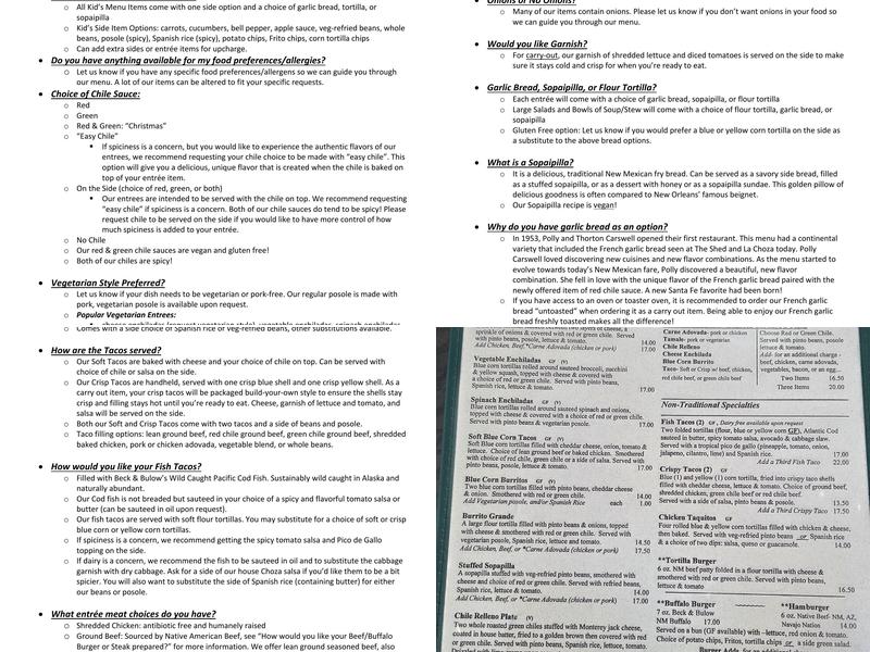 La Choza Restaurant Menu