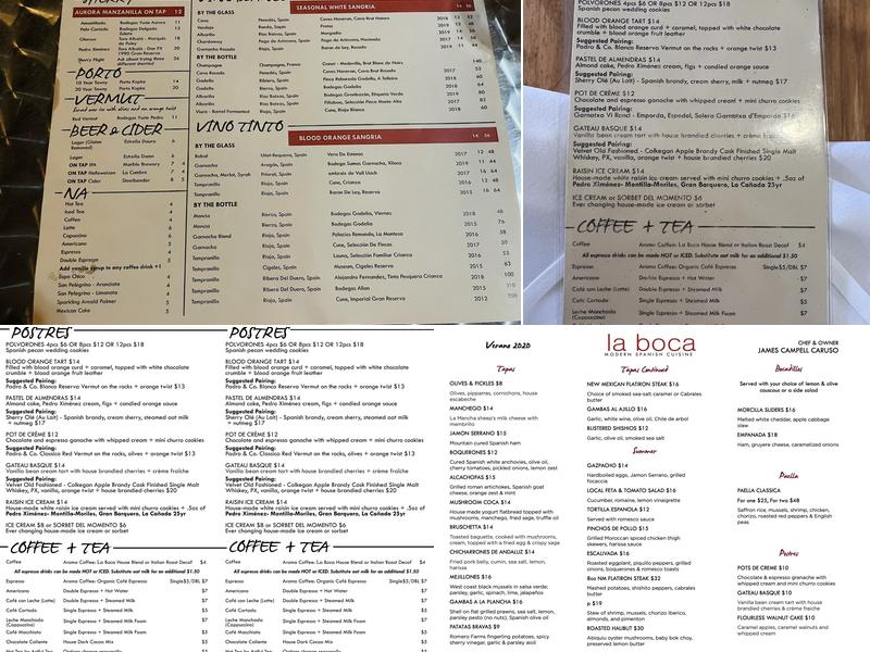 La Boca Menu