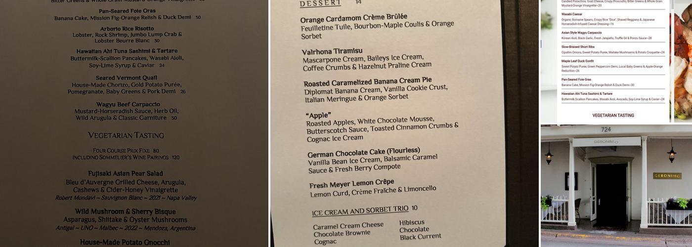 Geronimo Menu