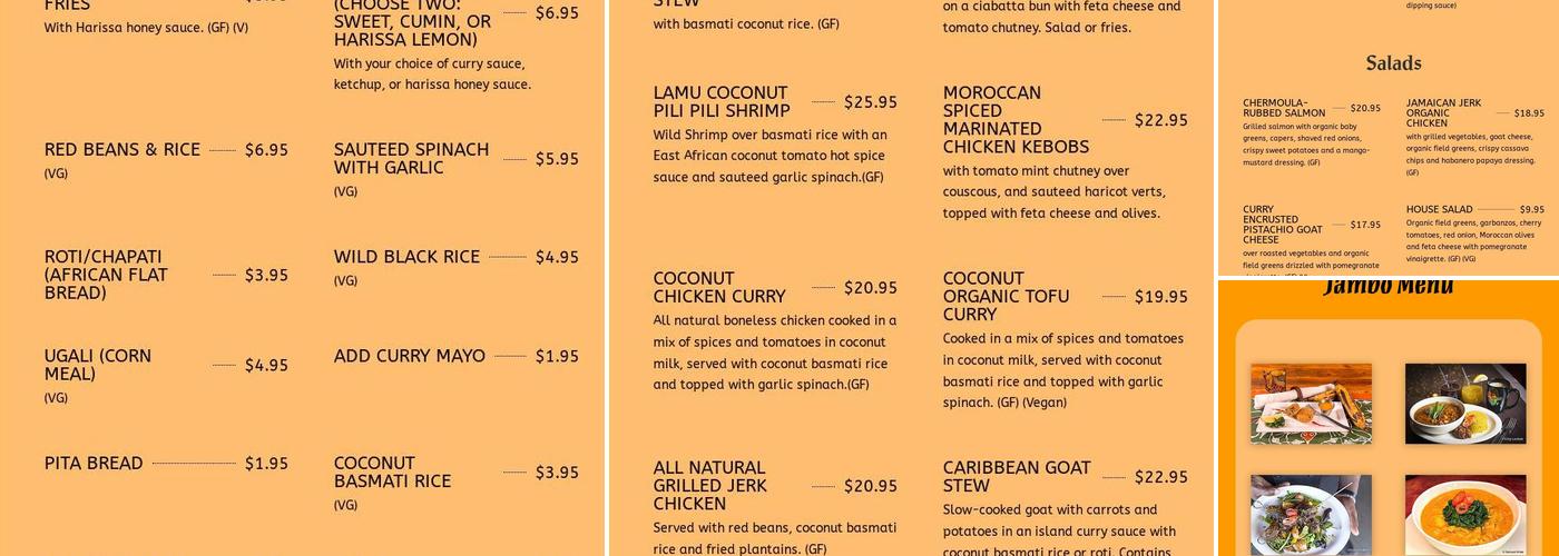 Jambo Cafe Menu
