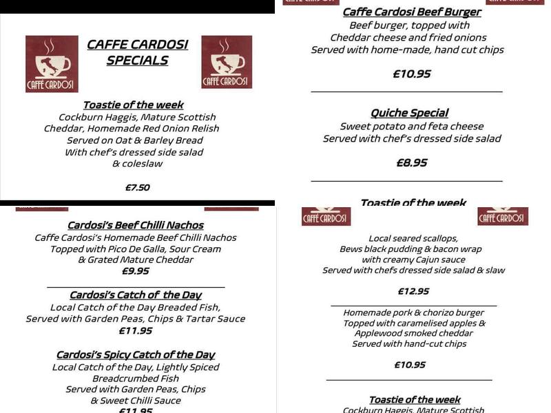 Caffe Cardosi Menu
