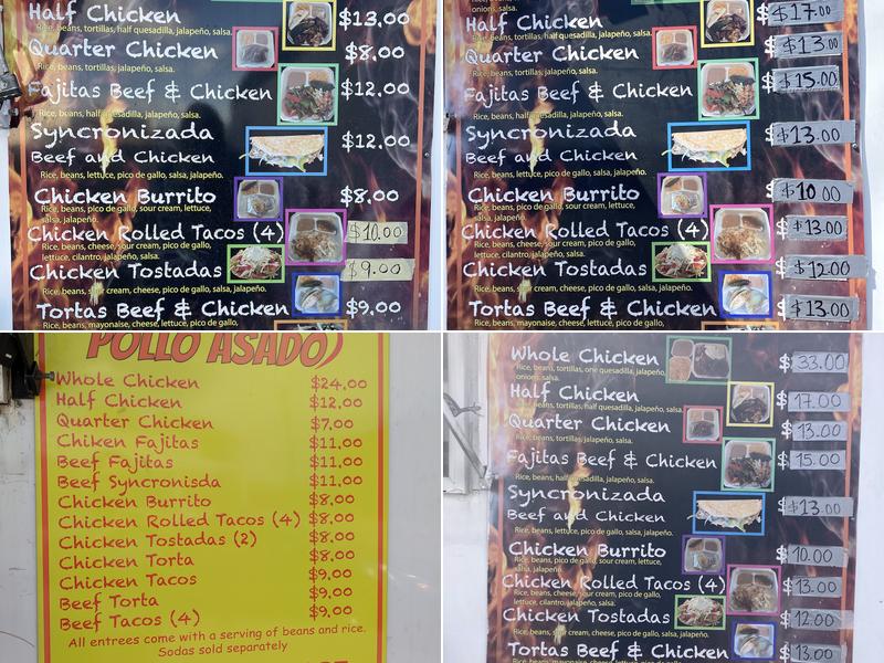 Pollo Asado Menu