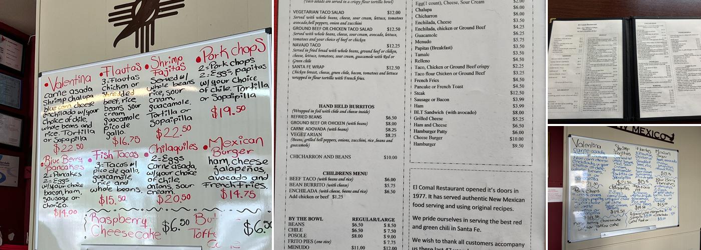 El Comal Restaurant Menu