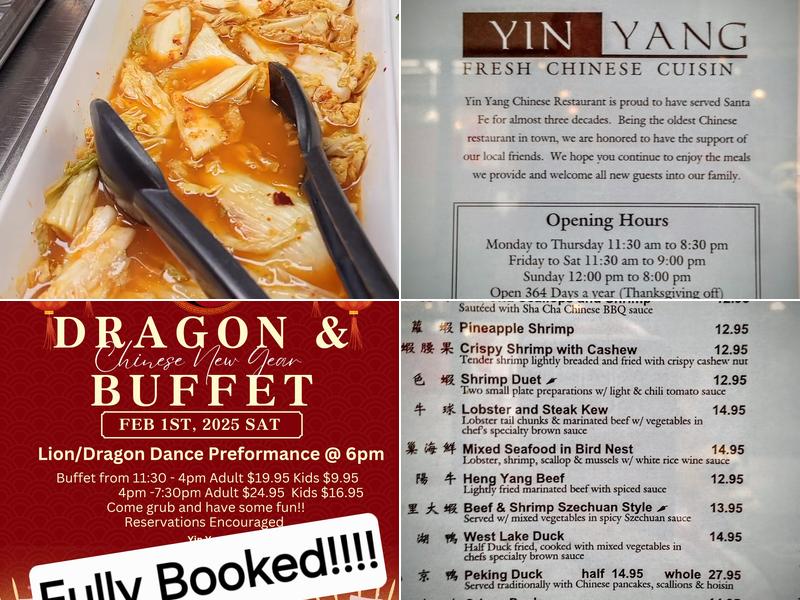 Yin Yang Chinese Cuisine Menu