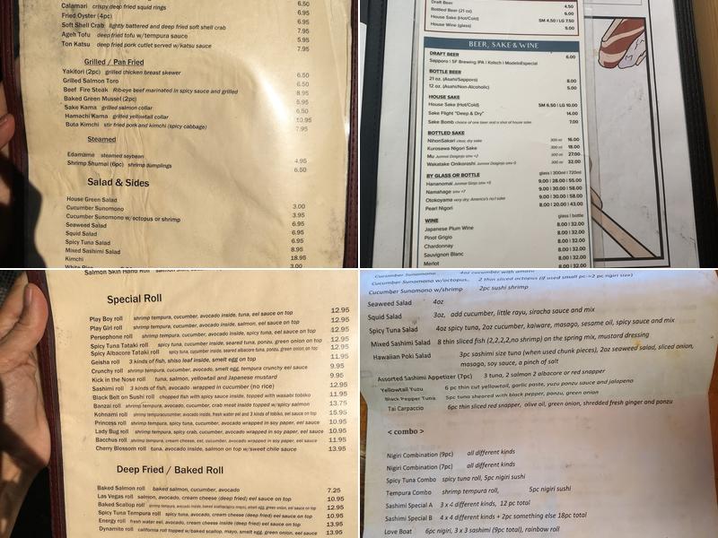Kohnami Japanese restaurant Menu