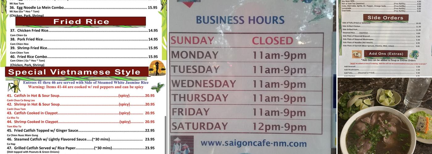 Saigon Cafe Menu