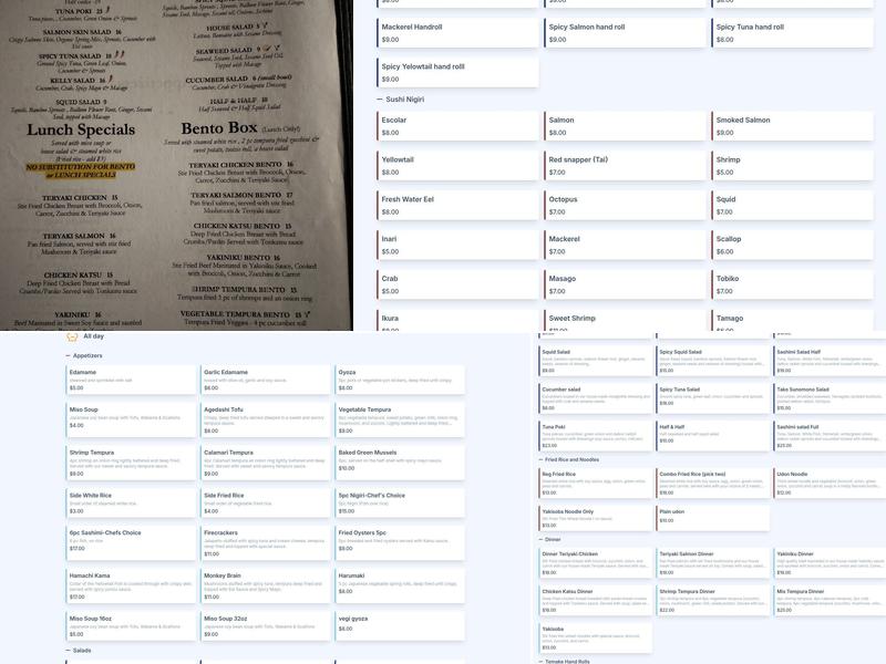 Kai Sushi & Dining Menu