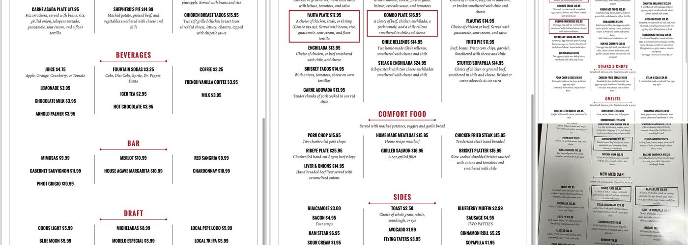 Flying Tortilla Menu