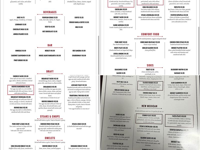 Flying Tortilla Menu