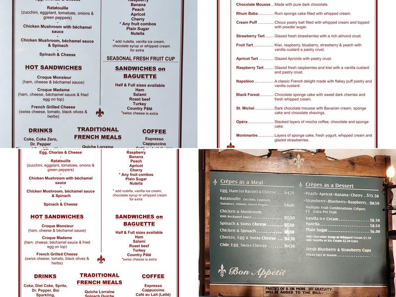 French Pastry Shop & Restaurant Menu