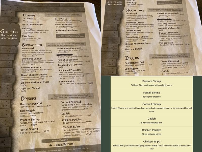 Guler's Corner Menu
