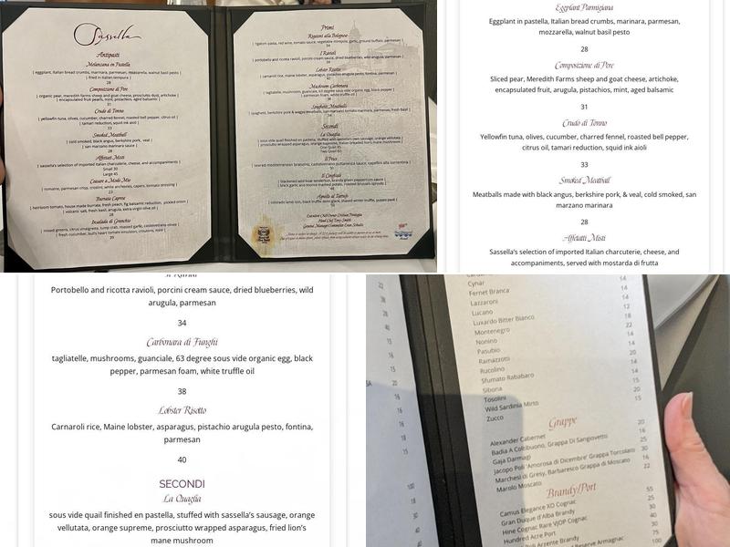 Sassella Restaurant Menu
