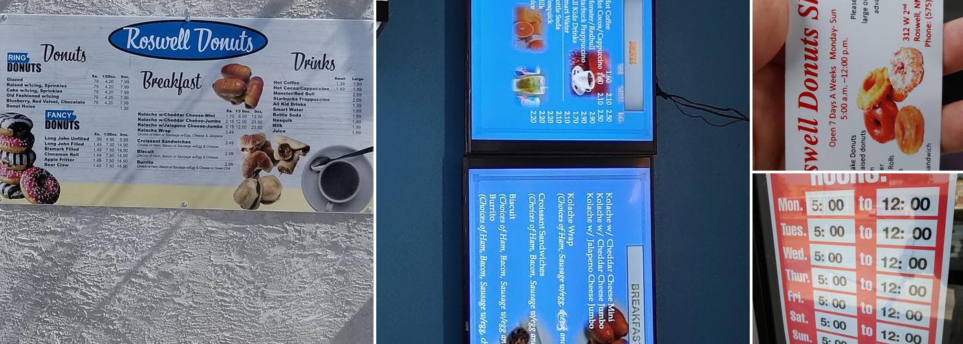 Roswell Donuts And Breakfast Menu