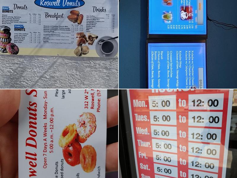 Roswell Donuts And Breakfast Menu