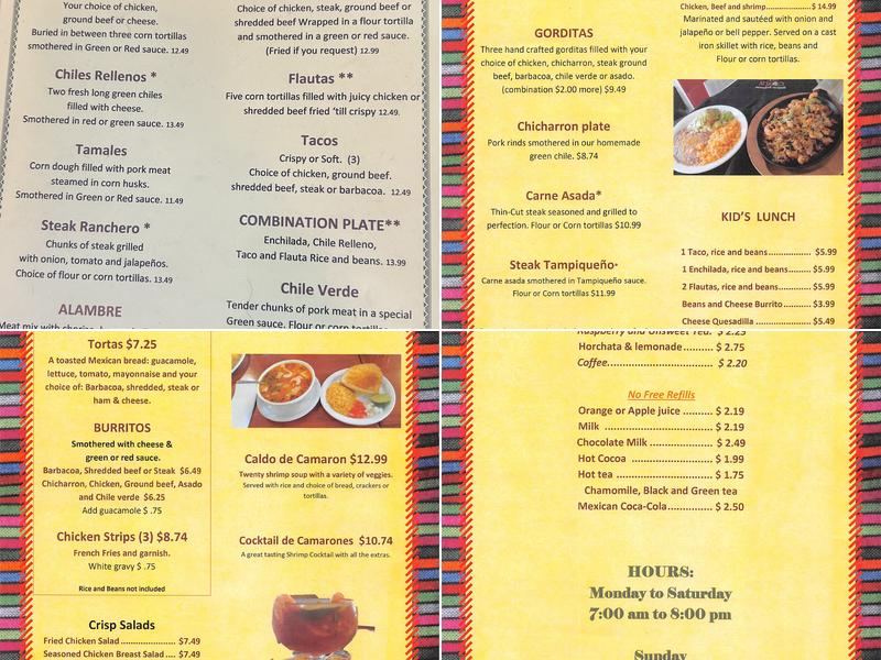 MI CASITA RESTAURANT Menu