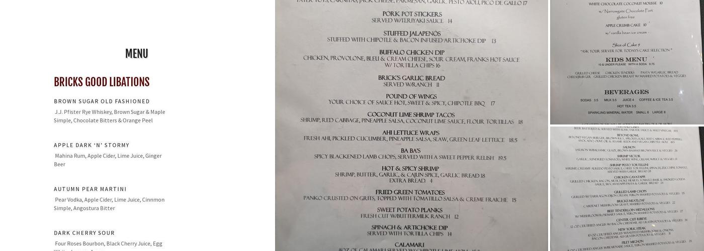 Bricks Eats & Drinks Menu