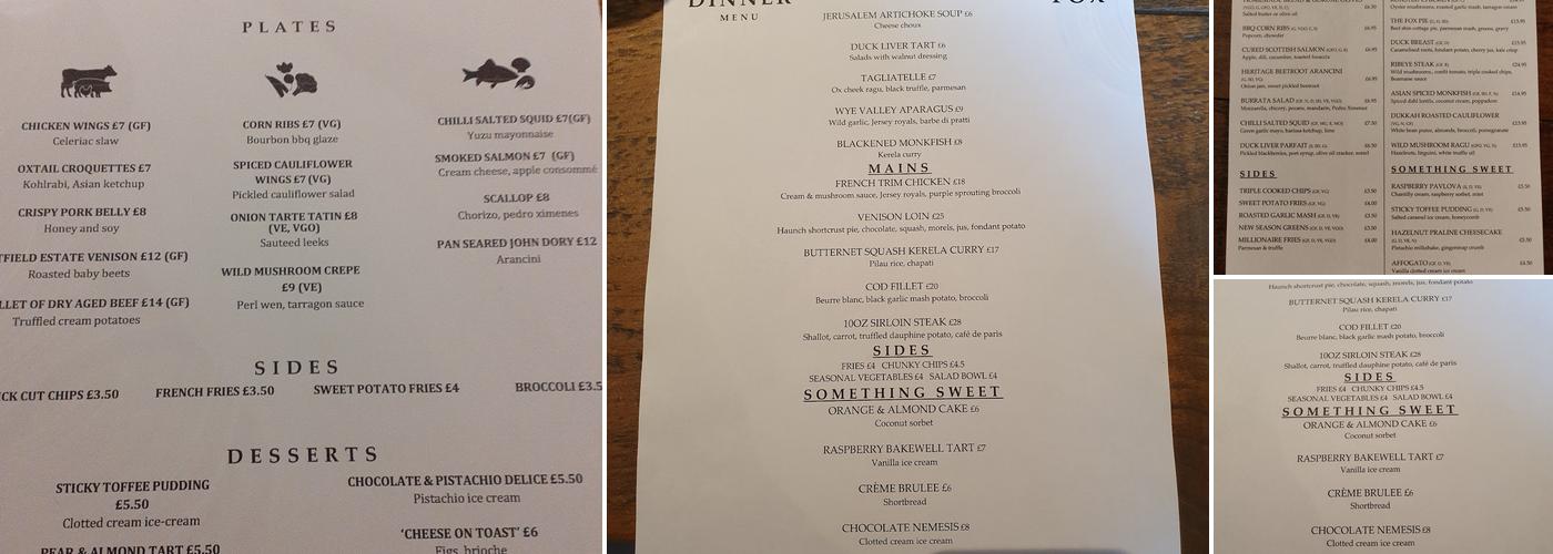 The Fox Menu