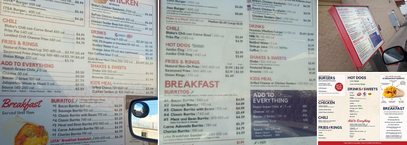 Blake's Lotaburger Menu