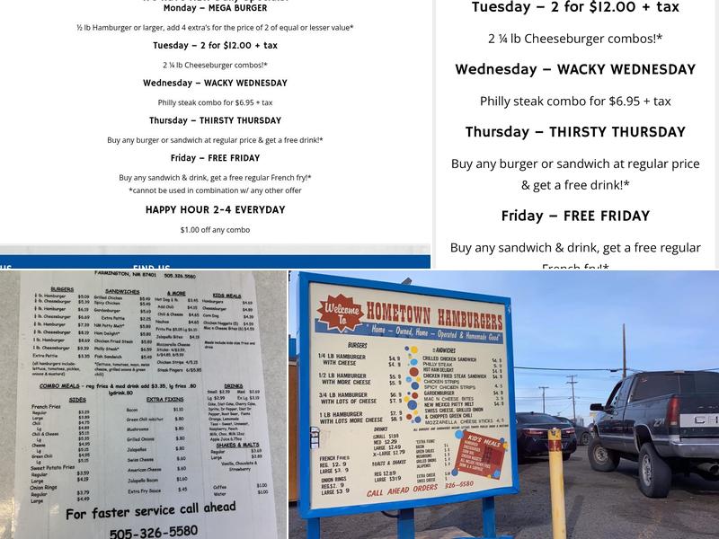 Hometown Hamburgers Menu