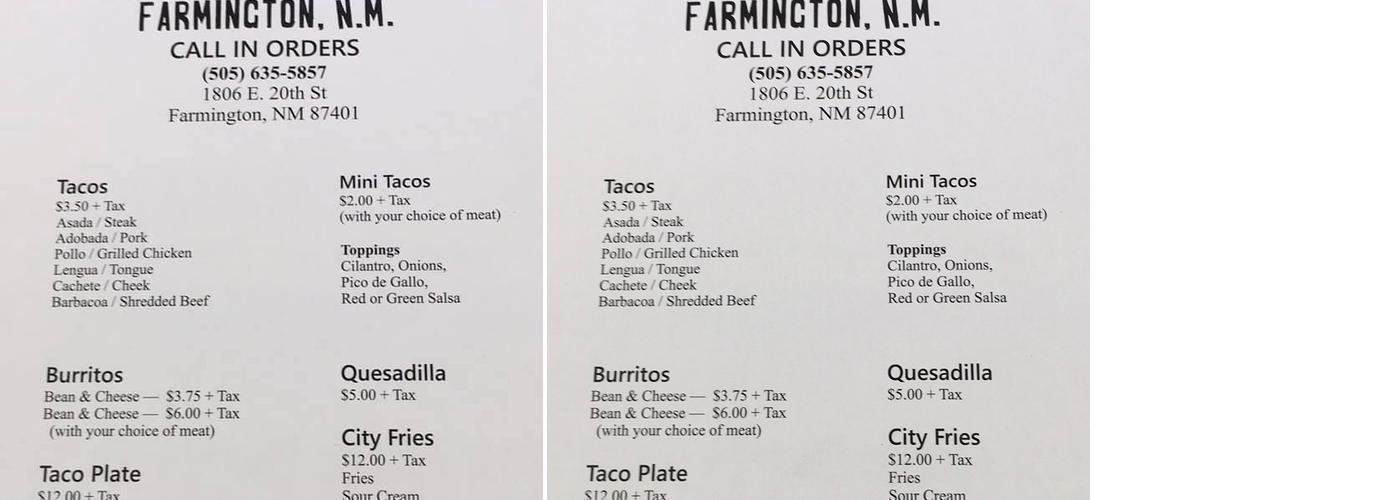 TacoCity Menu