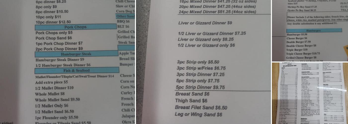 J & J's Fried Chicken & Seafood Menu