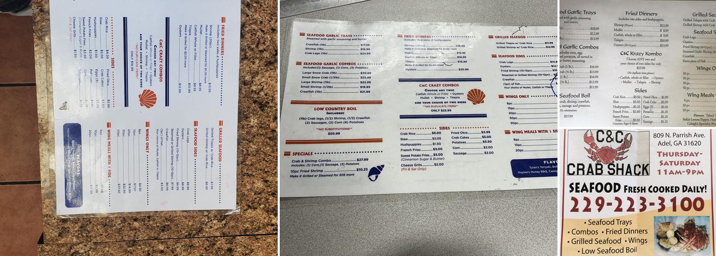 C & C Crab Shack Menu