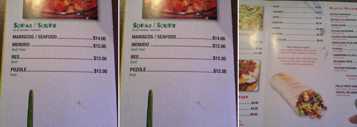Begy's Taquería Menu