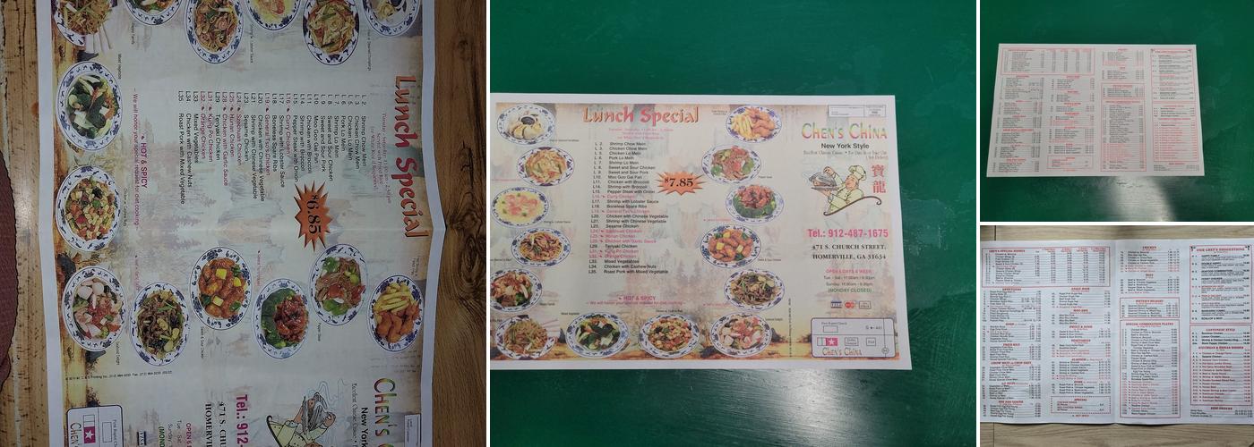 Chens China Menu