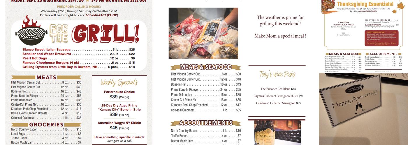 Hanover Street Chophouse Menu