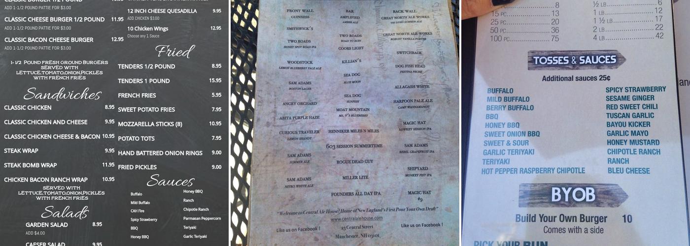 Central Ale House Menu