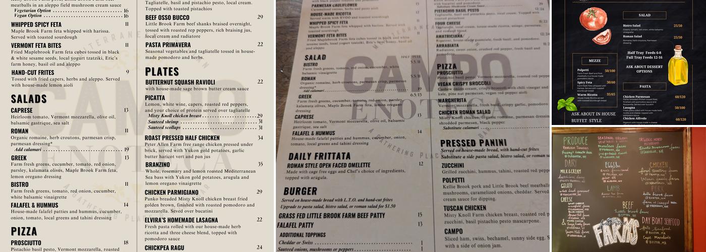 Campo Enoteca Menu